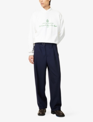 JACQUEMUS: Belted Pleated Wool Trousers