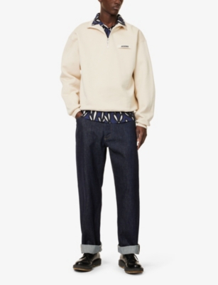 Jacquemus Mens Beige 2 High-neck Brand-patch Relaxed-fit Cotton-jersey Sweatshirt In Beige 2