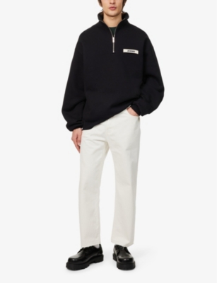 Jacquemus Mens High-neck Brand-patch Relaxed-fit Cotton-jersey Sweatshirt Black In Black