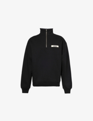 Jacquemus Mens High-neck Brand-patch Relaxed-fit Cotton-jersey Sweatshirt Black In Black
