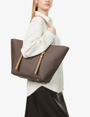 MICHAEL MICHAEL KORS WOMENS BRN/ACORN MICHAEL MICHAEL KORS COATED-CANVAS 