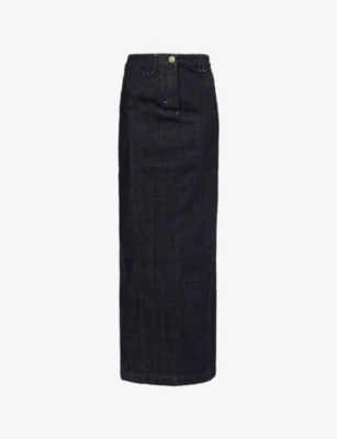 JACQUEMUS WOMENS DARK NAVY LA JUPE DE-NÎMES CRAYON DENIM MAXI SKIRT 