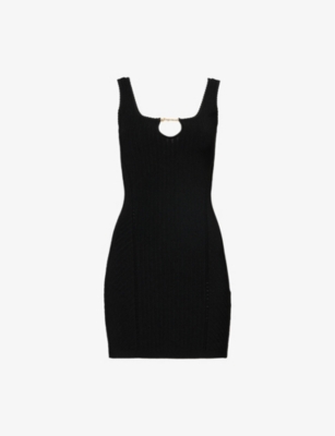 Shop Jacquemus Womens Black Sierra Ribbed-knit Mini Dress