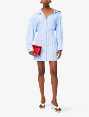 JACQUEMUS: La Mini Robe Chemise Stripe-Print Cotton Mini Dress