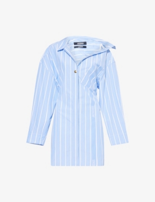 JACQUEMUS: La Mini Robe Chemise Stripe-Print Cotton Mini Dress