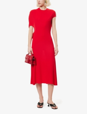 JACQUEMUS: The Salerno Asymmetric Draped Stretch-Jersey Midi Dress