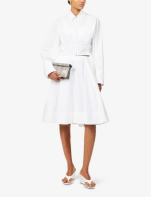 JACQUEMUS: Salon Flared Cotton-Poplin Midi Skirt
