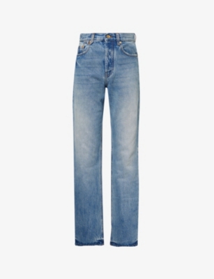 Jacquemus Denim Trousers With Belt Loops In Blue/tabac