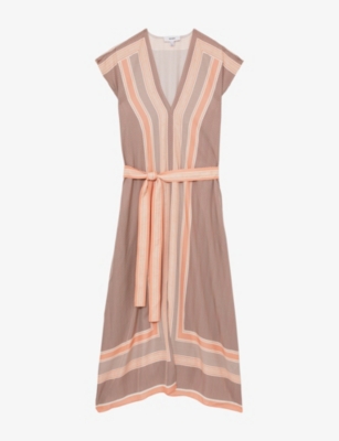 REISS: Gina Striped Woven Midi Dress