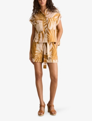 REISS: Hannah Palm-Print Woven Shirt