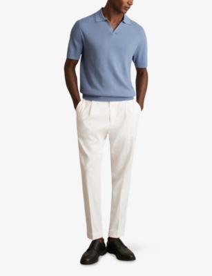 REISS: Tyne Zigzag-Textured Knitted Polo Shirt