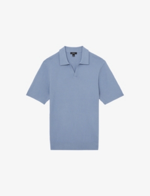 REISS: Tyne Zigzag-Textured Knitted Polo Shirt