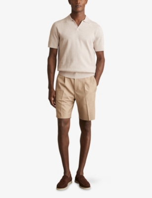 REISS: Tyne Zigzag-Textured Knitted Polo Shirt