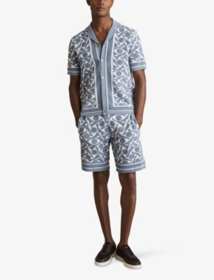 REISS: Vounder Geometric-Pattern Towelling Shorts