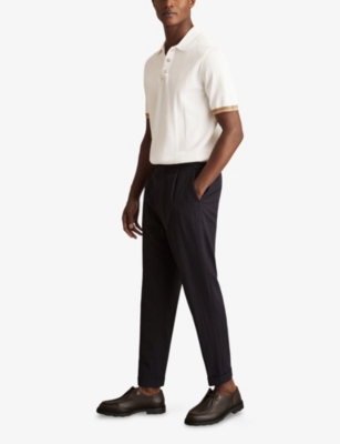 REISS: Portman Short-Sleeved Knitted Polo Shirt