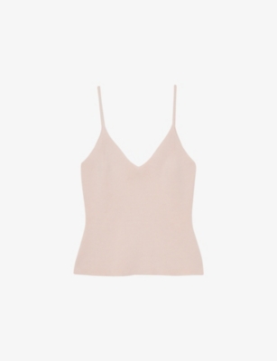 Shop Reiss Womens Pink Lucy V-neck Knitted Vest Top