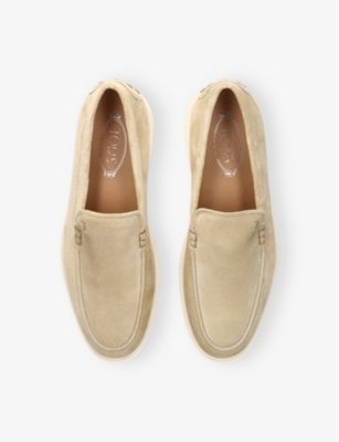Tod's Mens Ibrido Almond-toe Suede Loafers Beig In Beige
