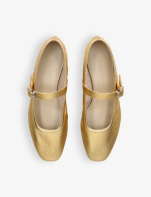 LE MONDE BERYL: Ballet metallic leather Mary Jane flats
