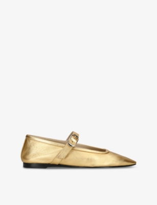 LE MONDE BERYL: Ballet metallic leather Mary Jane flats