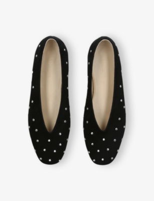 LE MONDE BERYL WOMENS BLACK REGENCY CRYSTAL-STUDDED LEATHER PUMPS EUR 37 / 4 UK 