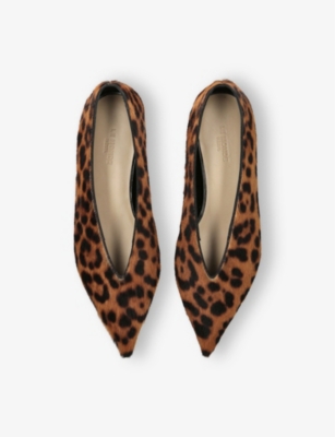 LE MONDE BERYL WOMENS DK.BRN COM BABOUCHE LEOPARD-PRINT CALF-HAIR FLATS EUR 40 / 7 UK 