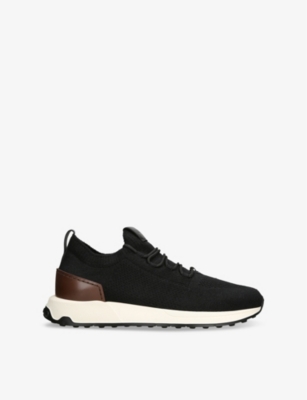 TODS: Run 63K Calzino Knitted and Leather Mid-Top Trainers