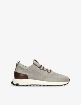 TODS: Run 63K Calzino Knitted and Leather Mid-Top Trainers