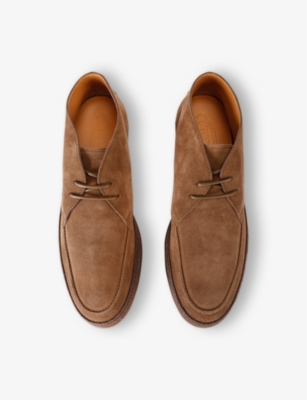 Tod's Mens Polacco Gomma Rafia Tv Suede Mid-top Loafers Brow In Brown