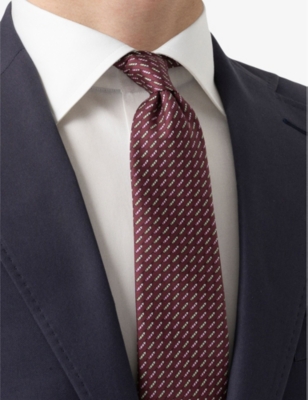 ETON: Geometric-weave silk tie