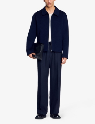 SANDRO: Double-faced long-sleeve wool-blend jacket