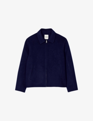 SANDRO: Double-faced long-sleeve wool-blend jacket