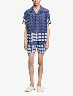 SANDRO: Floral Graphic-Print Straight-Leg Swim Trunks