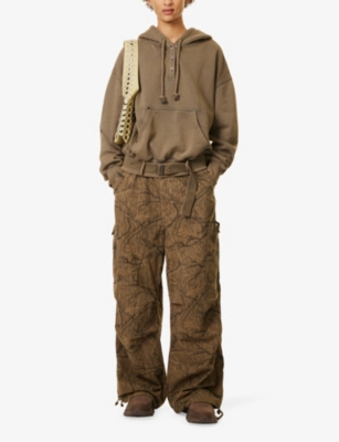 JADED LONDON WOMENS JADED LONDON PARACHUTE CAMOUFLAGE WIDE-LEG HIGH-RISE COTTON-POPLIN TROUSERS 