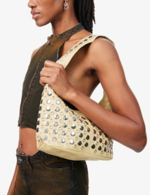 JADED LONDON WOMENS BEIGE OSMIUM LEATHER SHOULDER BAG 
