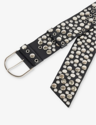 Jaded London Womens Studded Leather Belt Black In Black