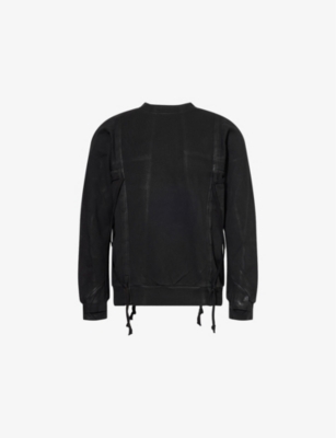 BORIS BIDJAN SABERI: Crewneck Drawstring-Trim Cotton-Jersey Sweatshirt