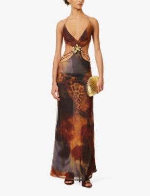 JADED LONDON WOMENS JADED LONDON VIDA OPEN-AT-BACK STRETCH-WOVEN MAXI DRESS 