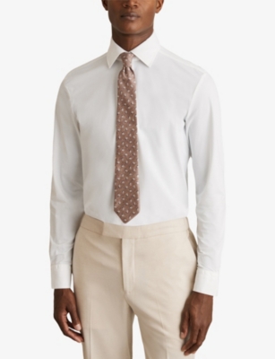 Reiss Mens White Remote Slim-fit Long-sleeve Cotton Shirt Xl