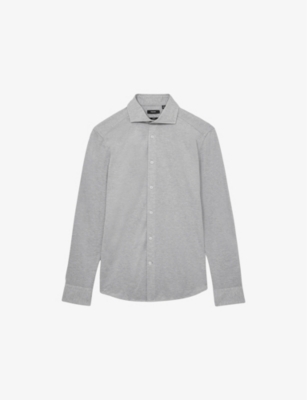 Reiss Nate Long Sleeve Button Front Shirt In Grey Melange