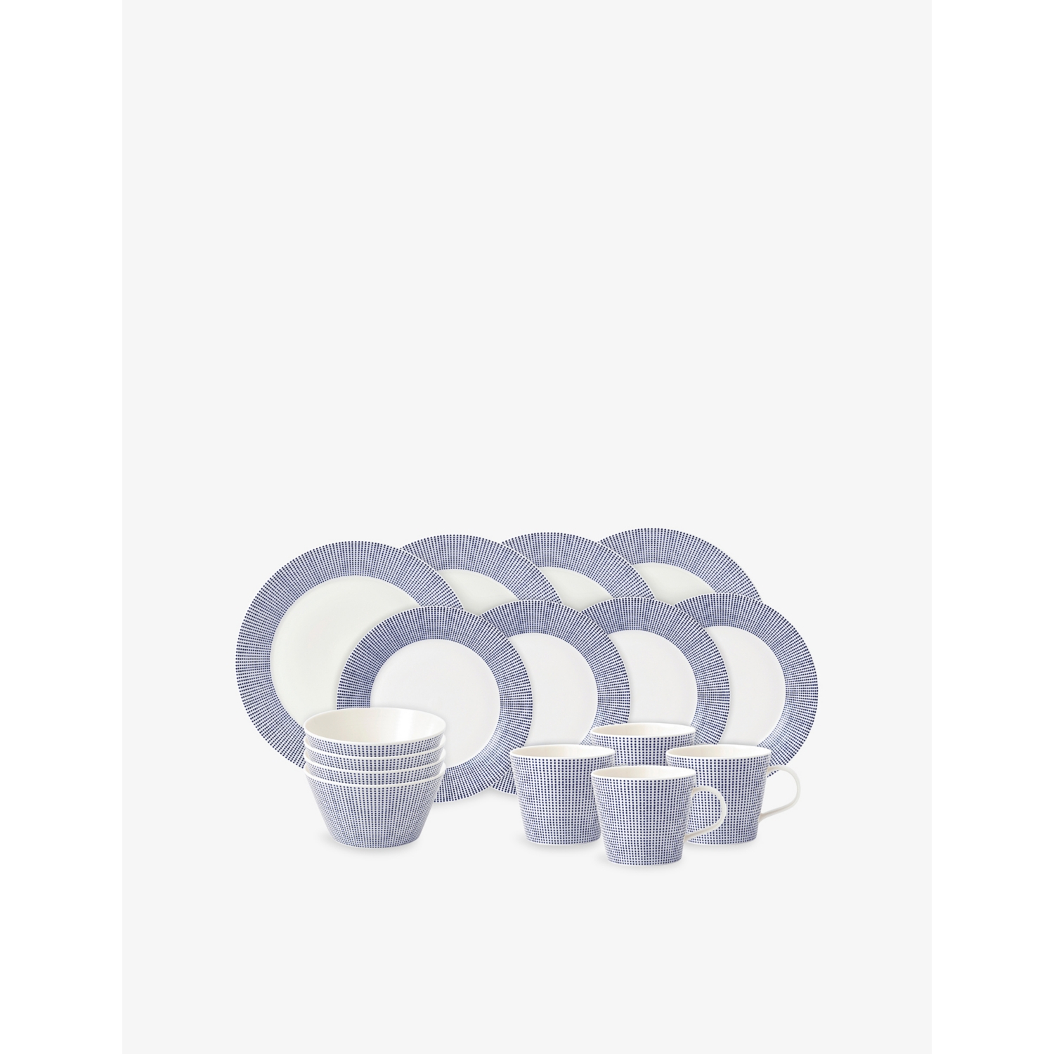 Royal Doulton Pacific Blue Dots Porcelain 16-Piece Dinnerware Set