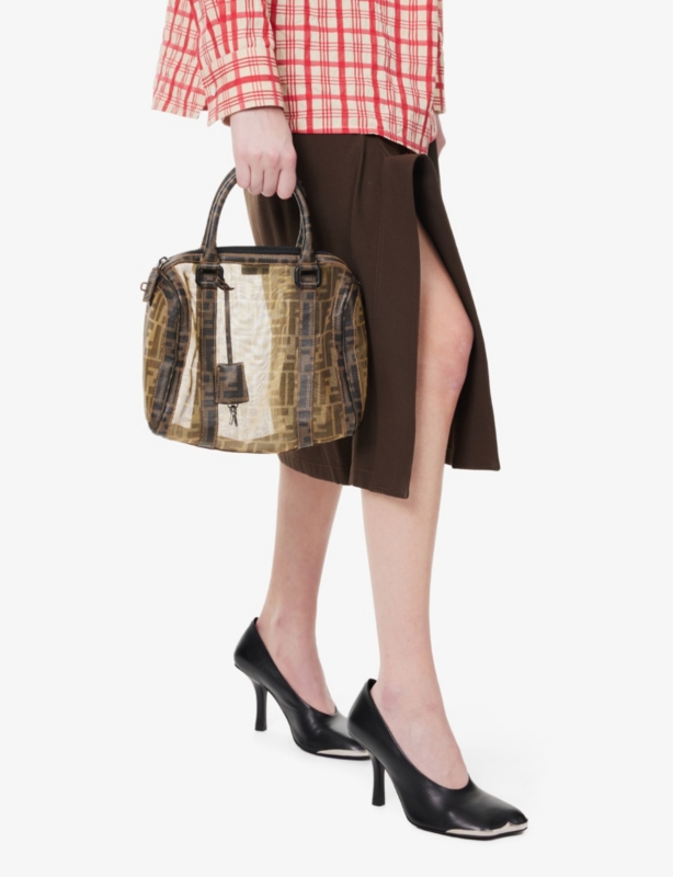 Pre-loved Fendi Zucca Mesh Boston Canvas Shoulder Bag