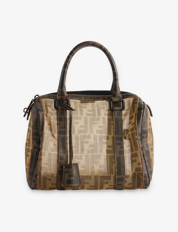 Pre-loved Fendi Zucca Mesh Boston Canvas Shoulder Bag