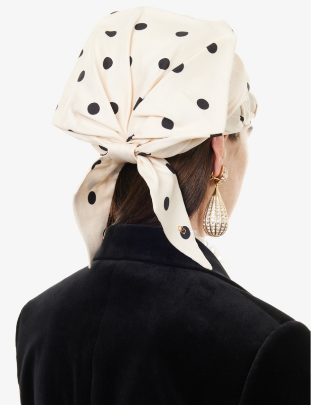 Polka-dot silk turban