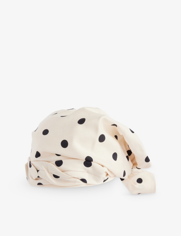 Polka-dot silk turban