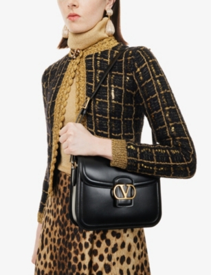 Valentino Garavani 9to5 Leather Shoulder Bag With Vlogo Signature Closure In Black