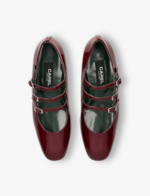 CAREL WOMENS CAREL ARIANA TRIPLE-STRAP PATENT-LEATHER MARY JANE BALLET FLATS 