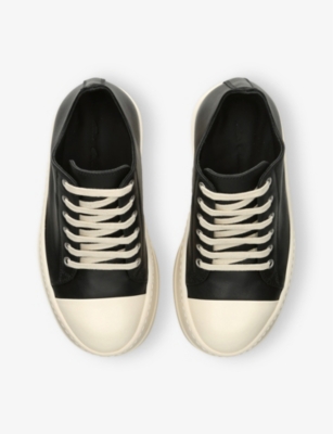 Rick Owens Womens  Mega Bumper Leather Low-top Trainers In Blk/white