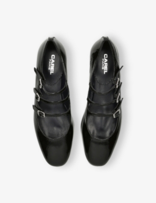 CAREL WOMENS CAREL ARIANA TRIPLE-STRAP PATENT-LEATHER MARY JANE BALLET FLATS 