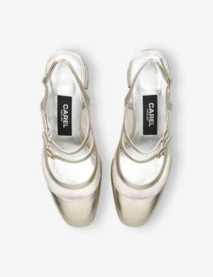 CAREL WOMENS CAREL BANANIGHT TRIPLE-STRAP METALLIC-LEATHER MARY JANE PUMPS 