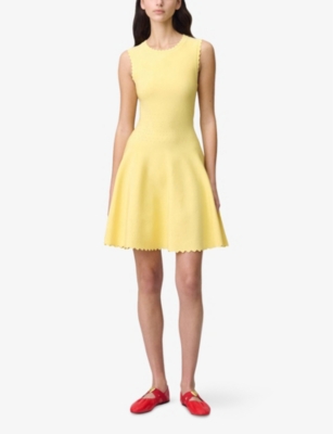 Claudie Pierlot Womens  Sleeveless Flared-skirt Knitted Mini Dress In Jaunes / Oranges